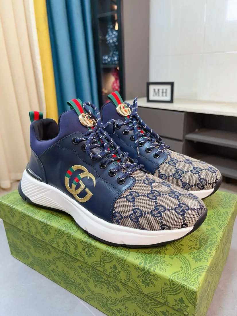 Men's shoes 💰458🌹🌹GUCCI [Gucci] New high-end brand of men's shoes, the latest fashionable casual men's shoes, trendy and versatile, relaxed and sporty style, uppers imported from Italy, first-layer cowhide, genuine leather lining, and ultra-fine workmanship. Original personalized fashionable rubber wear-resistant outsole, light and comfortable on the foot, size 38-44